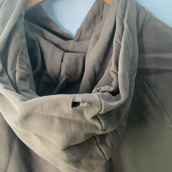 Mens American giant size large gray distressed basic hoodie made in USA 56913 - Picture 5 of 9